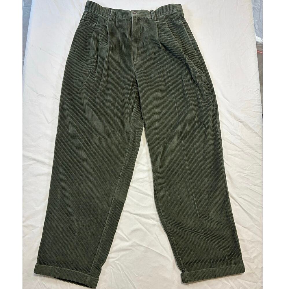 Eddie Bauer Women’s Corduroy Pants Green Size 14 Petite VTG Wide Wale 90s/Y2K